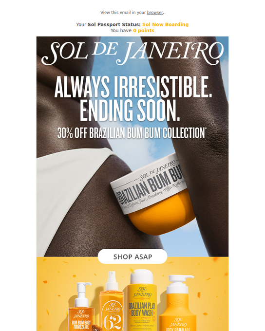 Sol de Janeiro promo email — 30% off